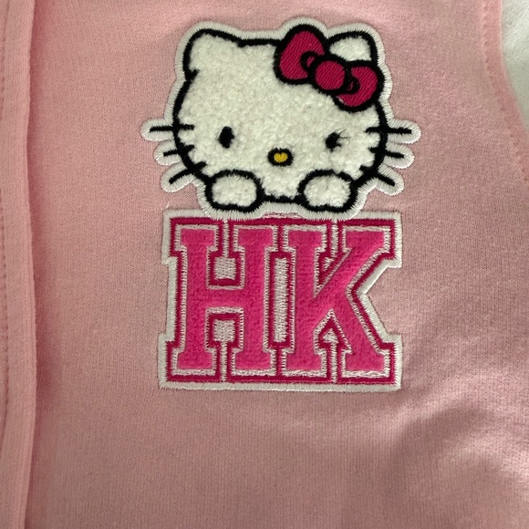 NWT Hello Kitty French Terry Varsity Bomber Jacket (pink/white) Girls size 5 - Picture 10 of 11
